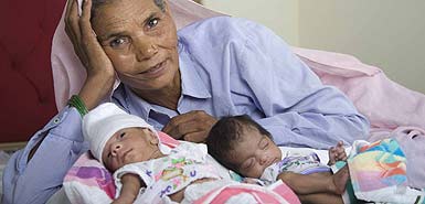 Omkari Panwar and her twins